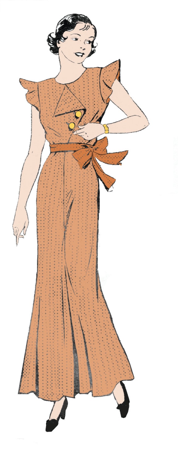 1930s Ladies Beach Pajamas - Loungewear - Pattern #T1536 - 36 Inch Bust