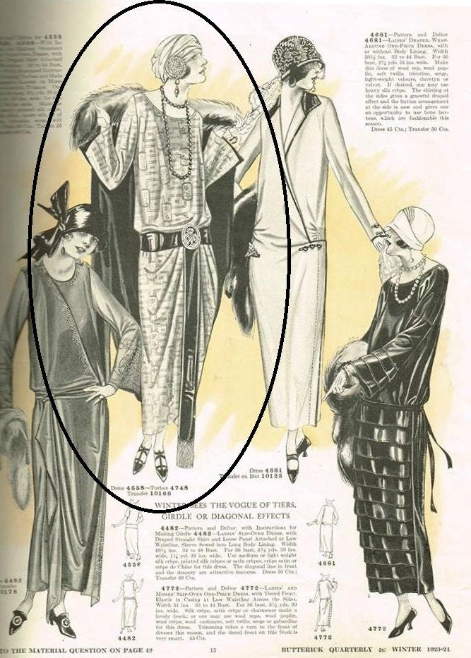 1920s Ladies Slip-Over Dress With Belt - Reproduction 1923 Sewing Pattern #Z4558 - 40 Inch Bust