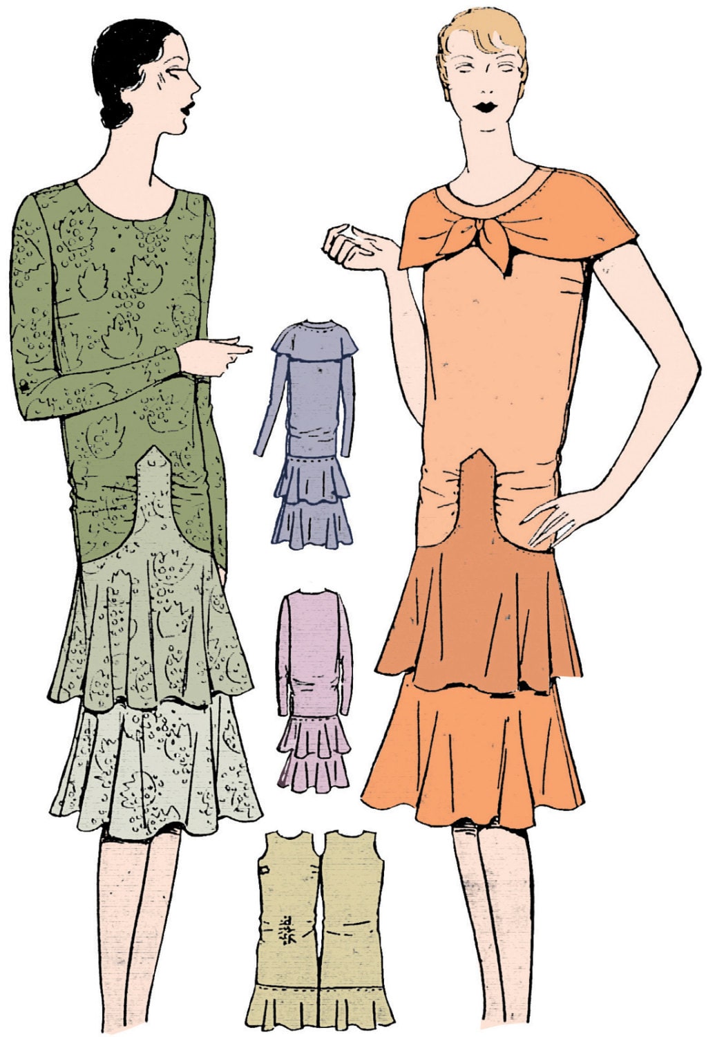 1920s Ladies Tiered Dress - INSTANT DOWNLOAD - Reproduction 1929 Sewing Pattern #Z4949 - 32 Inch Bust - PDF - Print At Home