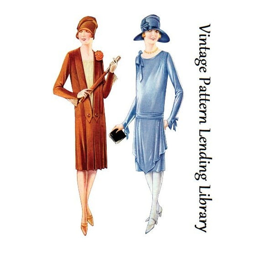 1920s Ladies Day Dress In Two Styles - Reproduction 1927 Sewing Pattern #Z0579 - 36 Inch Bust