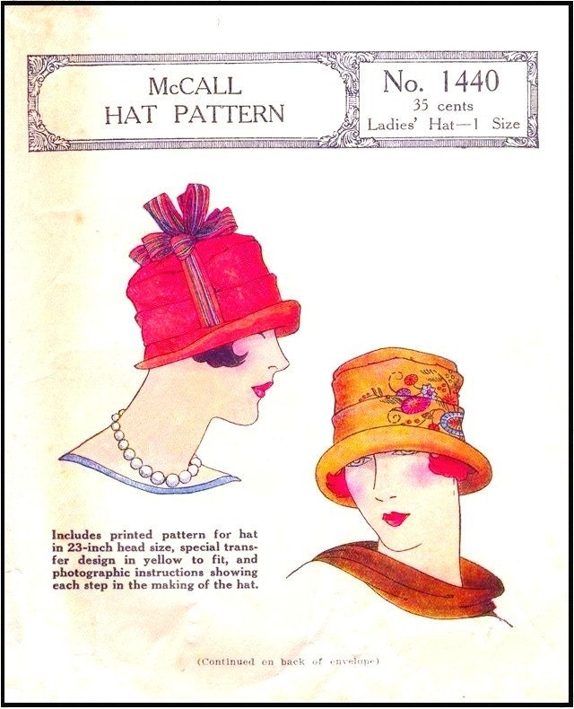 1920s Ladies Pleated Cloche Hat - INSTANT DOWNLOAD - Reproduction 1925 Sewing Pattern #H1440 - PDF- Print at Home