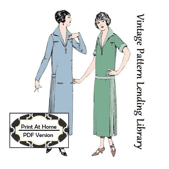 1920s Ladies Dress With Side Pleats - INSTANT DOWNLOAD - Reproduction 1924 Sewing Pattern #Z3533 - 38 Inch Bust - PDF - Print At Home