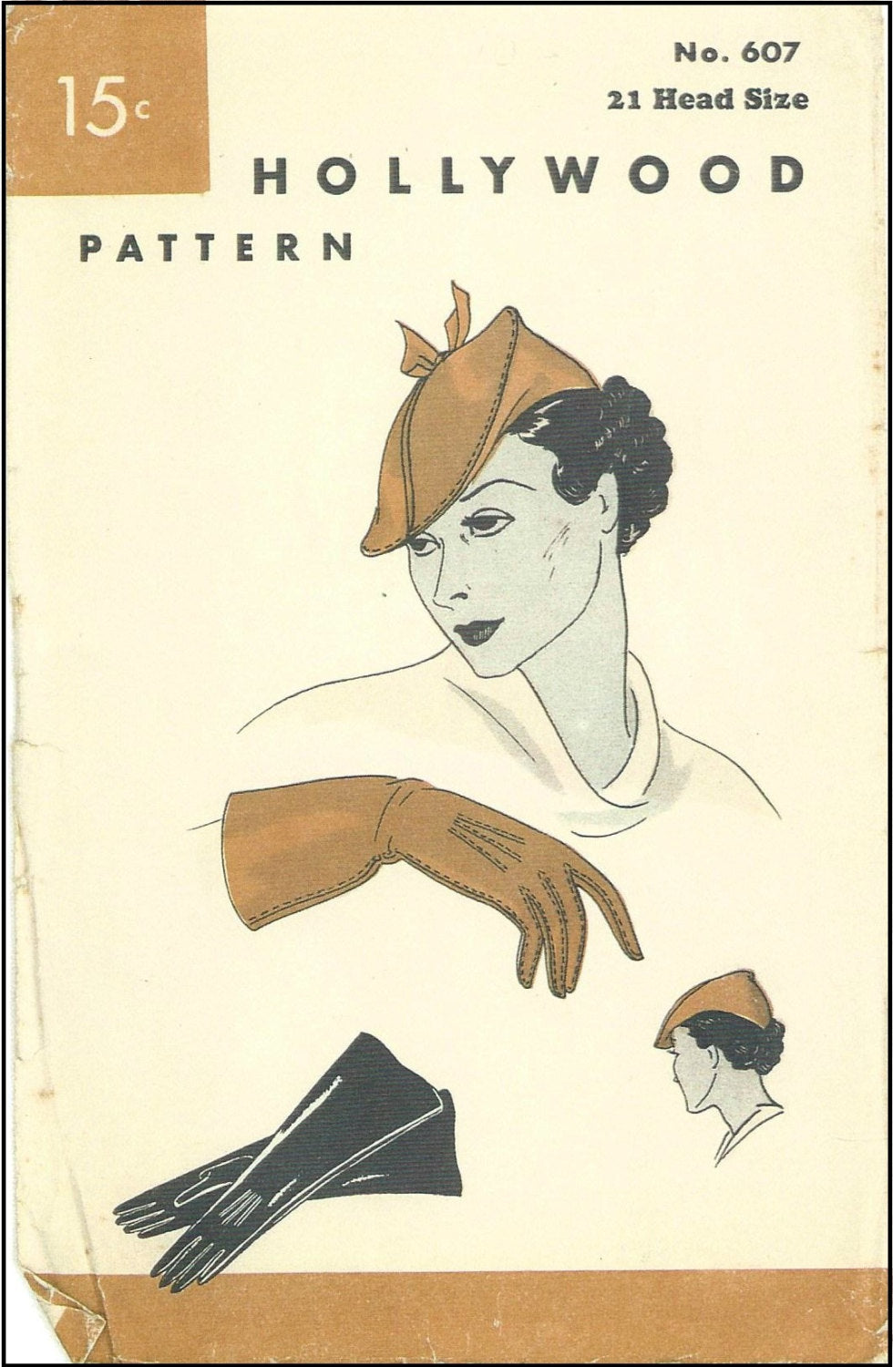 1930s Ladies Tilted Beret With Gloves - Reproduction 1933 Sewing Pattern #H0607