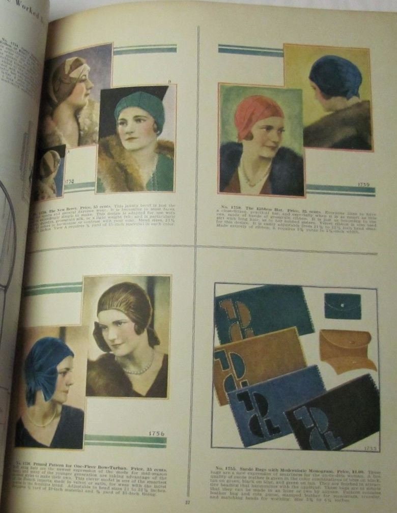 1920s Ladies Turban/Cloche With Bow - INSTANT DOWNLOAD - Reproduction 1929 Sewing Pattern #H1756 - PDF - Print At Home