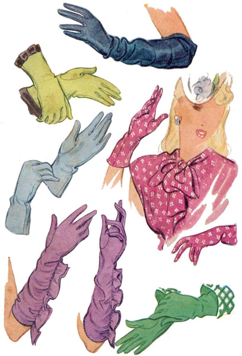 1940s Ladies Gloves In Several  Styles - Reproduction 1946 Sewing Pattern #A1188