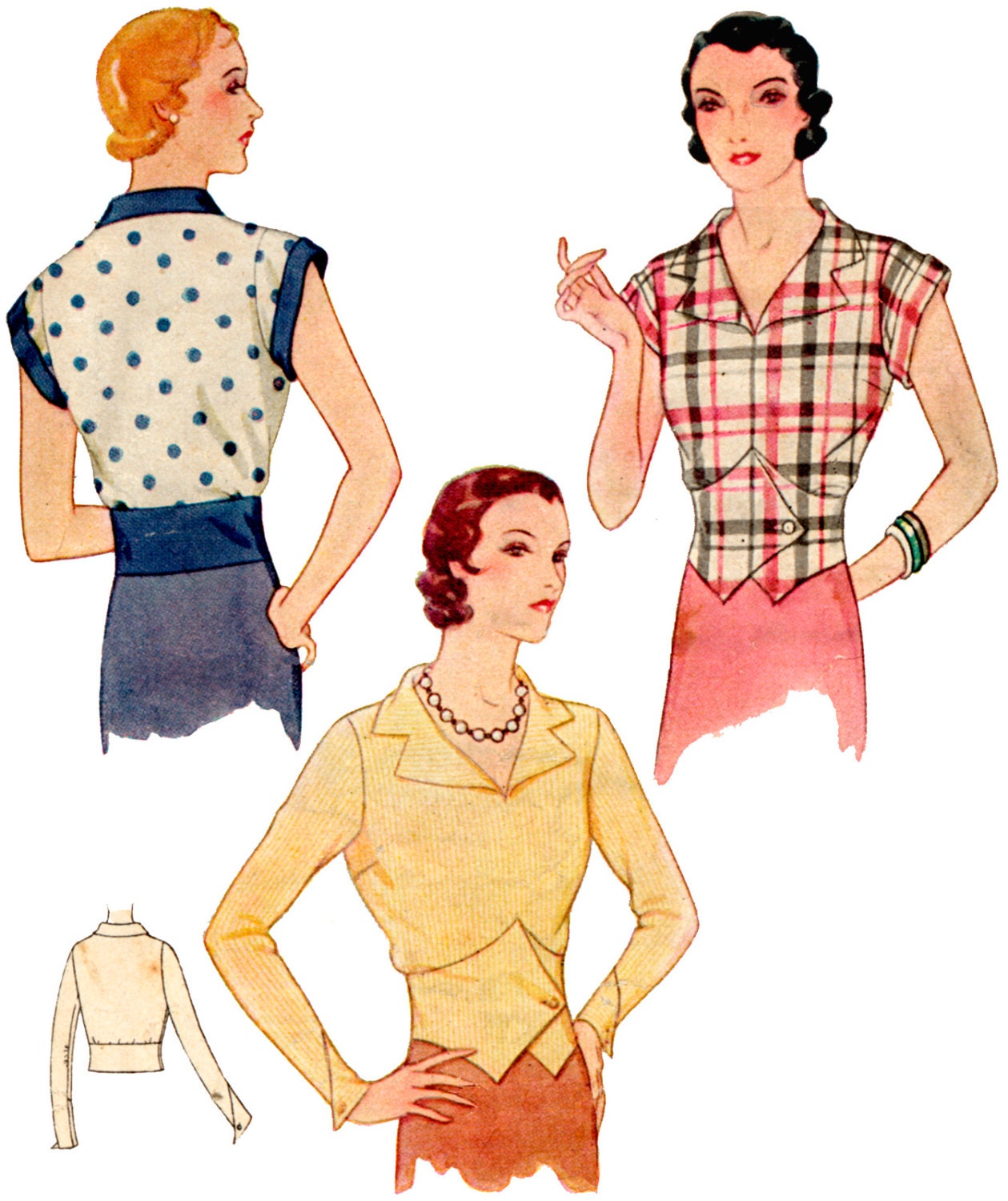 1930s Ladies Blouse In Vest Style - Reproduction 1932 Sewing Pattern #T6960 - 38 Inch Bust