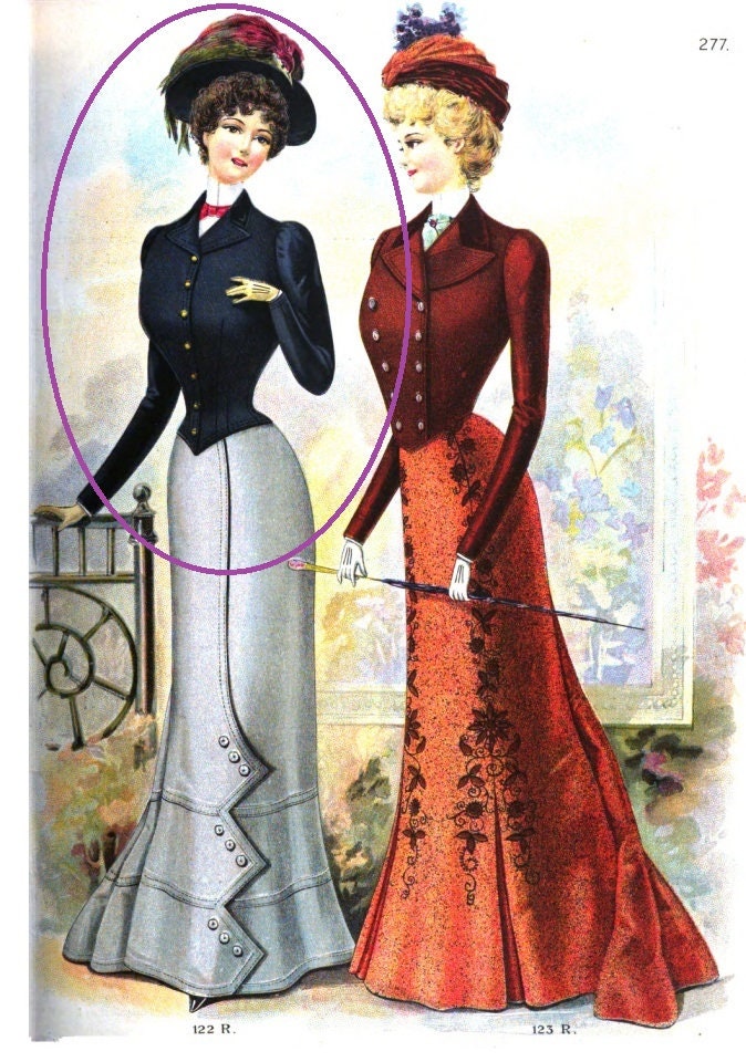 1900 Ladies Single-Breasted Jacket - Victorian Era - Belle Epoque - Reproduction Sewing Pattern #E3777 - 44 Inch Bust