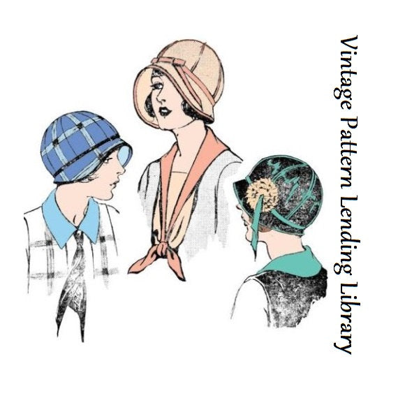 1920s Ladies Cloche Hat with Ribbon Trim - Reproduction 1924 Sewing Pattern #H7473