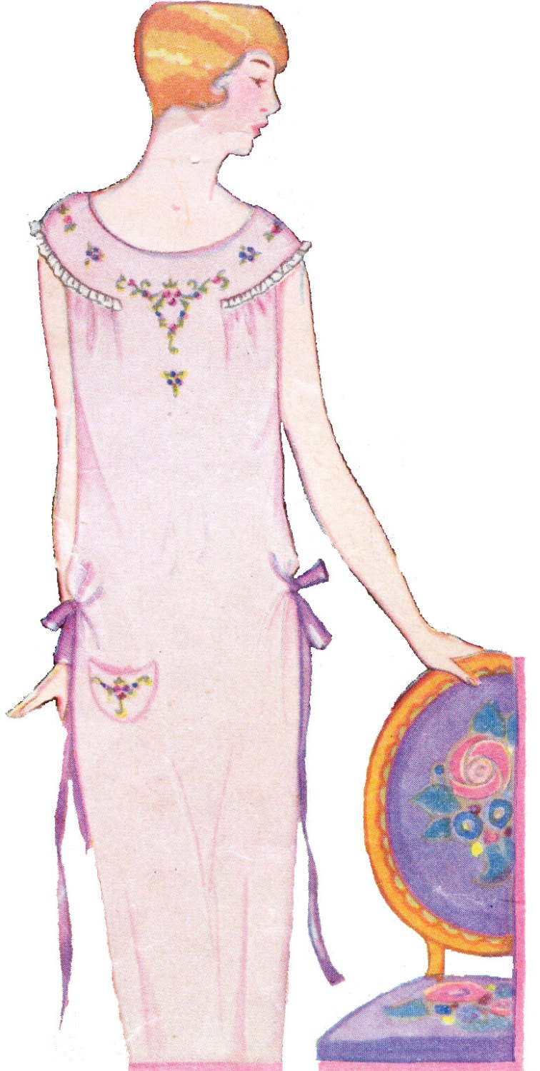 1920s Ladies Nightgown With Embroidery - INSTANT DOWNLOAD - 1926 Reproduction Sewing Pattern #Z4130 - 33 Inch Bust - Print at Home - PDF