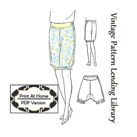 1920s Ladies Bloomers - INSTANT DOWNLOAD - Reproduction 1928 Sewing Pattern #Z4402 - 34 Inch Waist - PDF - Print At Home