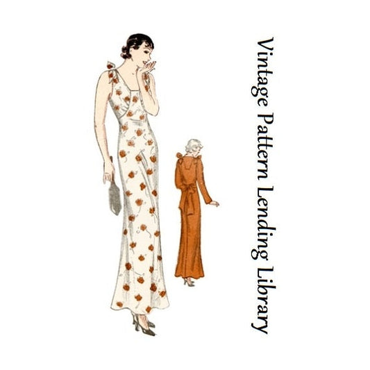 1930s Ladies Glamour Nightgown or Lounging Pajama with Shoulder Ties - Reproduction 1935 Sewing Pattern #T0442 - 40 Inch Bust