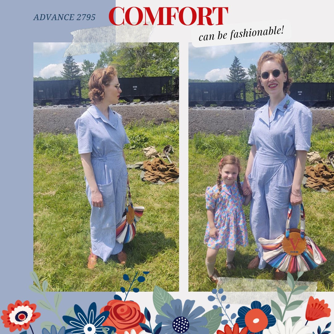 1940s Coverette MULTISIZED  Bust 32"-54" Overalls WWII Rosie the Riveter -  #2795 [PAPER]