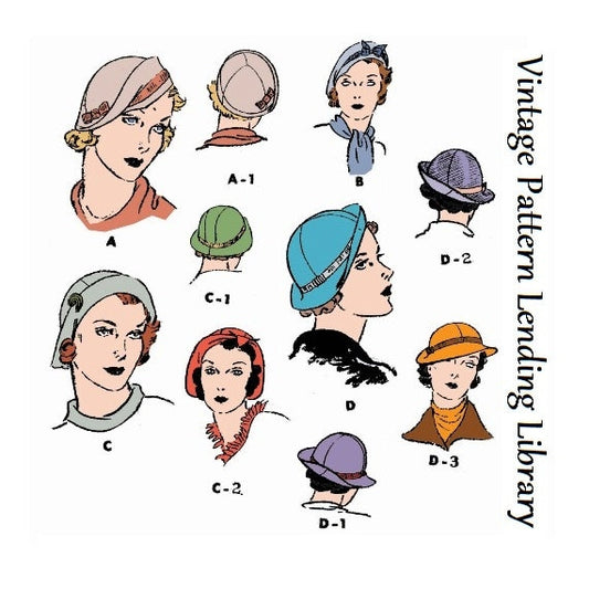 1930s Ladies Hats In Several Styles - Reproduction 1934 Sewing Pattern #H5685