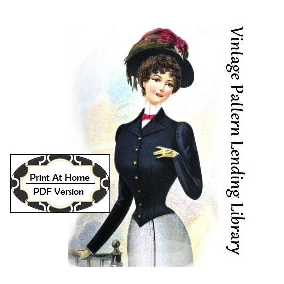 1900 Ladies Single-Breasted Jacket - INSTANT DOWNLOAD -Belle Epoque- Reproduction Sewing Pattern #E3777 - 44 Inch Bust - Print At Home - PDF