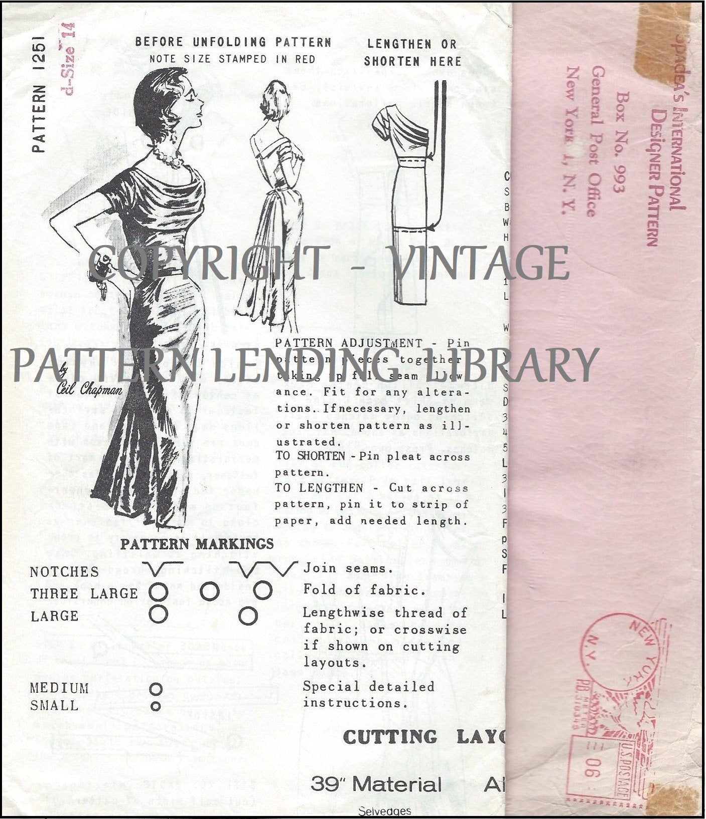 1950s Ladies Ceil Chapman Formal Dress - INSTANT DOWNLOAD - Reproduction 1958 Sewing Pattern #F1251 - 35 Inch Bust - PDF - Print At Home