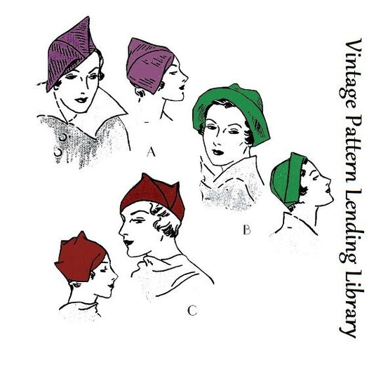 1930s Ladies Oddly Shaped Hats - Reproduction 1934 Sewing Pattern #H5542