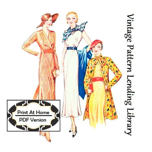 1930s Ladies Ensemble Dresses And Jacket - INSTANT DOWNLOAD - 1933 Reproduction Sewing Pattern #T0647 - 36 Inch Bust - PDF - Print At Home