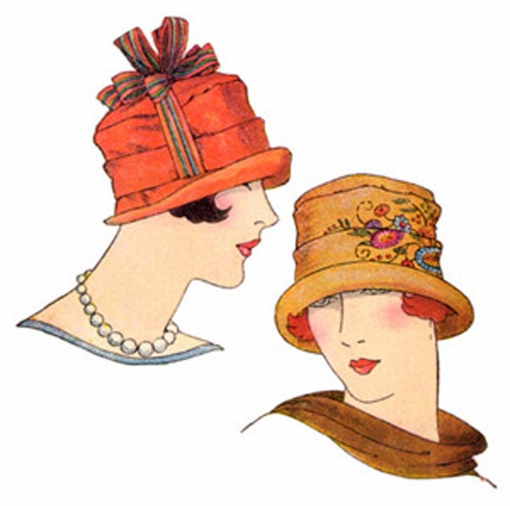 1920s Ladies Pleated Cloche Hat With Optional Ribbon Trim - Reproduction 1925 Sewing Pattern #H1440