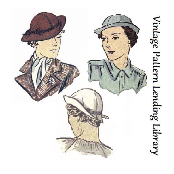 1930s Ladies Bowler Style Hat - Reproduction 1935 Sewing Pattern #H6993