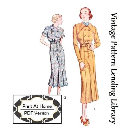 1930s Jr Frock with Double-Breasted Bodice - INSTANT DOWNLOAD - Reproduction 1936 Sewing Pattern #T8150 - 32 Inch Bust - PDF - Print At Home