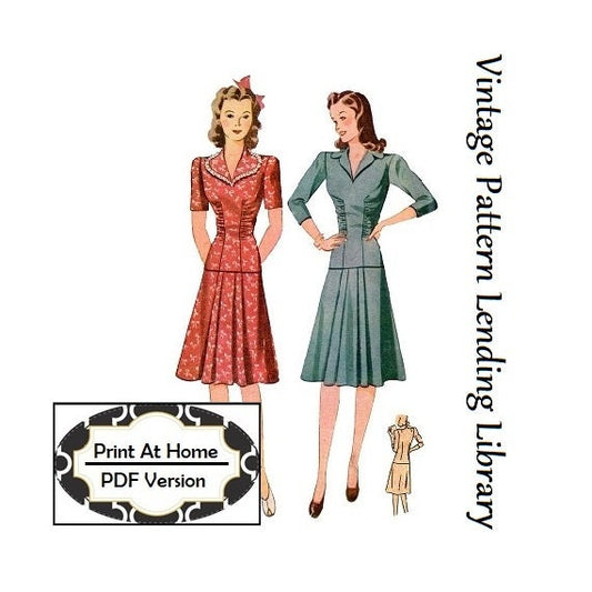 1940s Ladies Two Piece Day Dress - INSTANT DOWNLOAD - Reproduction 1941 Sewing Pattern #F4227 - 34 Inch Bust - PDF - Print At Home