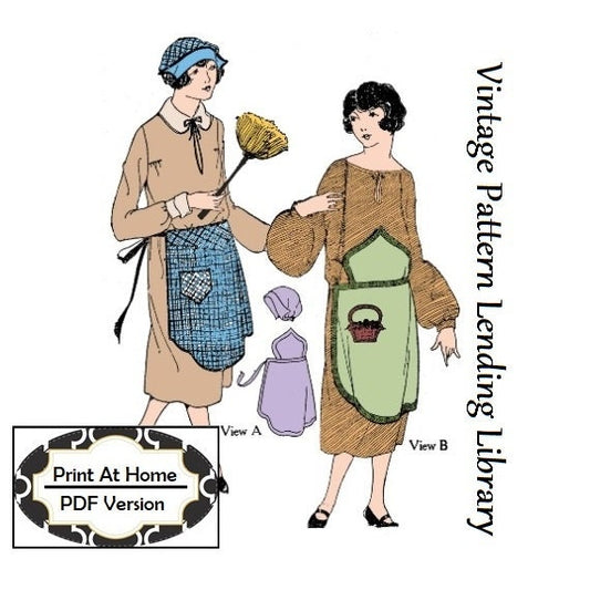 1920s Ladies Apron & Cap  - INSTANT DOWNLOAD - Reproduction 1919/1920 Sewing Pattern #Z0104 - One Size - PDF - Print At Home