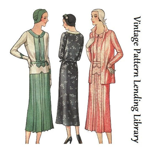 1930s Ladies Dress Ensemble - Reproduction 1931 Sewing Pattern #T6453 - 34 Inch Bust