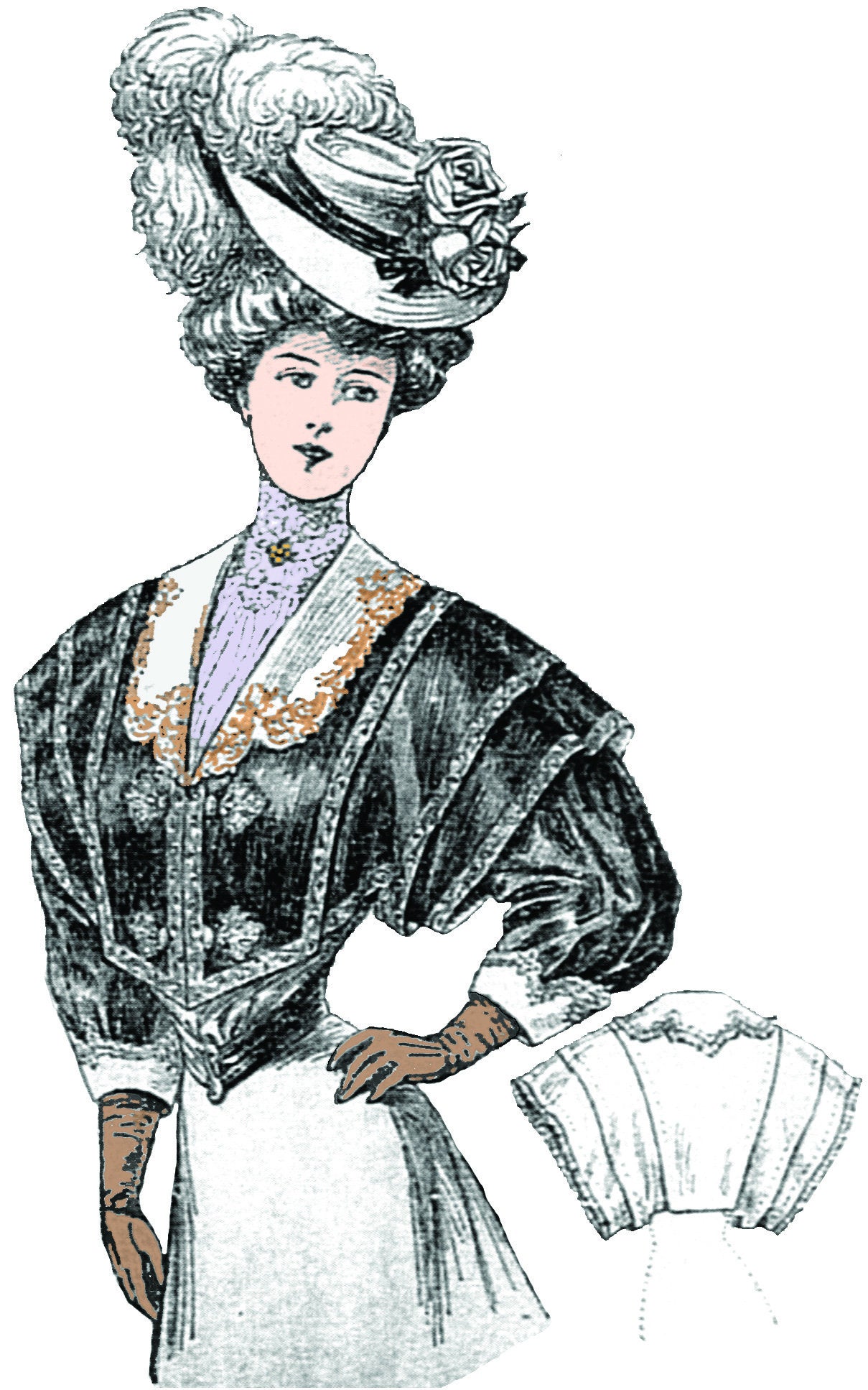 1901 Ladies Bolero Jacket - INSTANT DOWNLOAD - Reproduction Sewing Pattern #E1563 - 34 Inch Bust - PDF - Print At Home