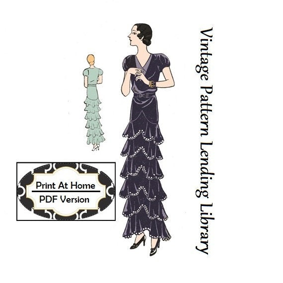 1930s Evening Gown by Nicole Groult - INSTANT DOWNLOAD - Reproduction 1931 Sewing Pattern #T1515 - 34 Inch Bust - PDF - Print At Home