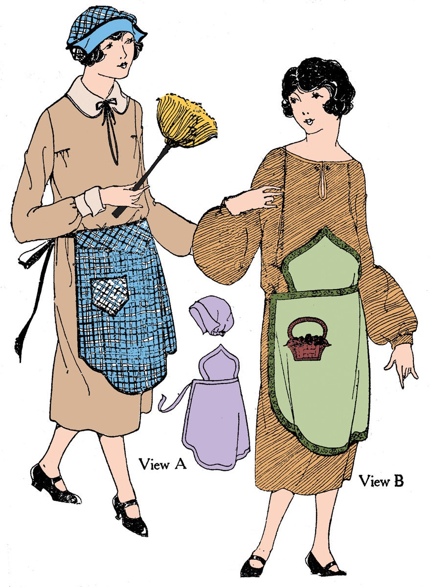 1920s Ladies Apron & Cap  - Reproduction Sewing Pattern #Z0104 - One Size