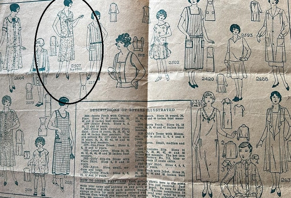 1920s Ladies Long Waisted Dress - Reproduction 1927 Sewing Pattern #Z7057 - 40 Inch Bust