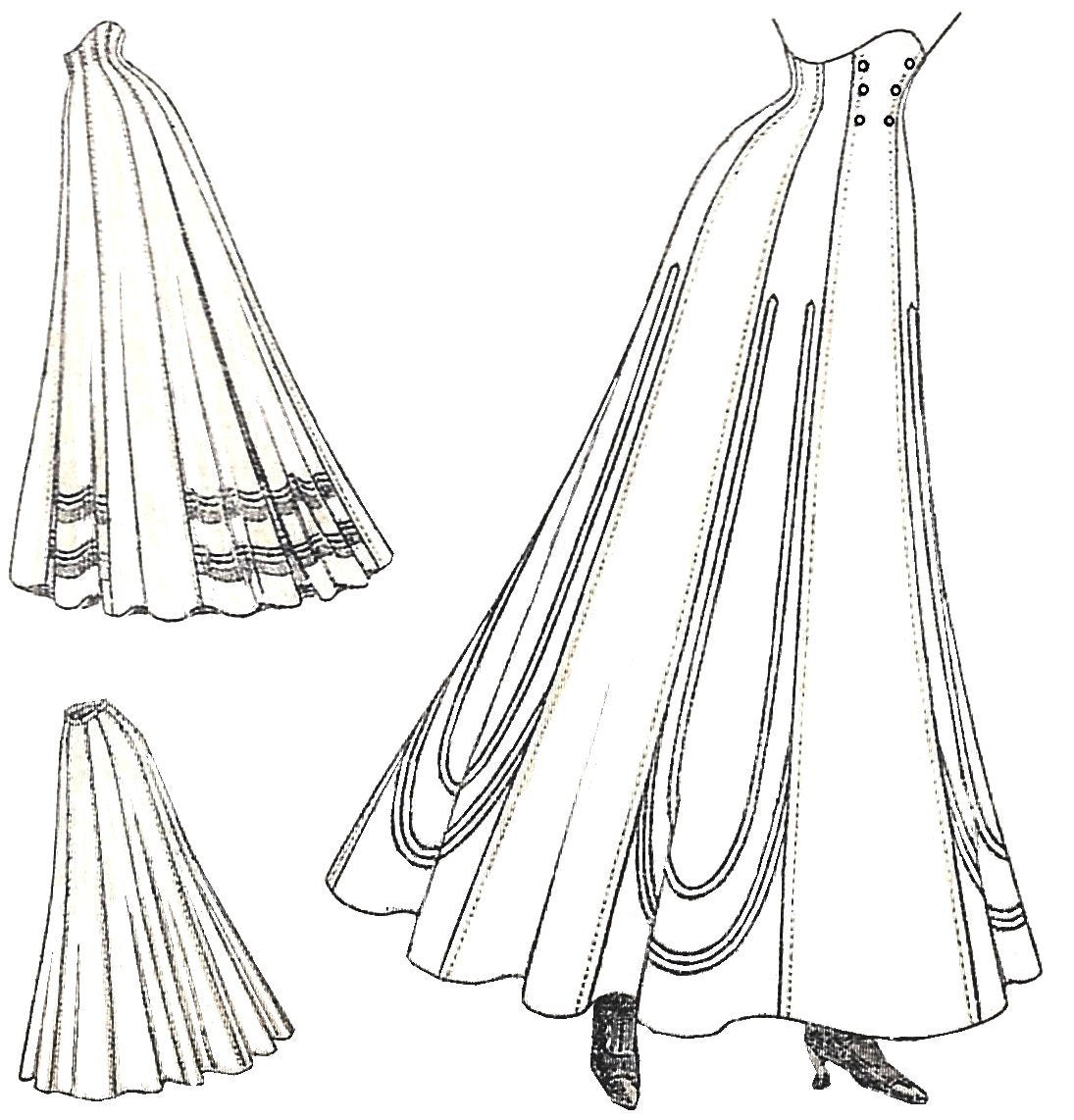 1910 Ladies Eleven-Gored Skirt - Edwardian Skirt - Pattern #E1845 - 26 Inch Waist