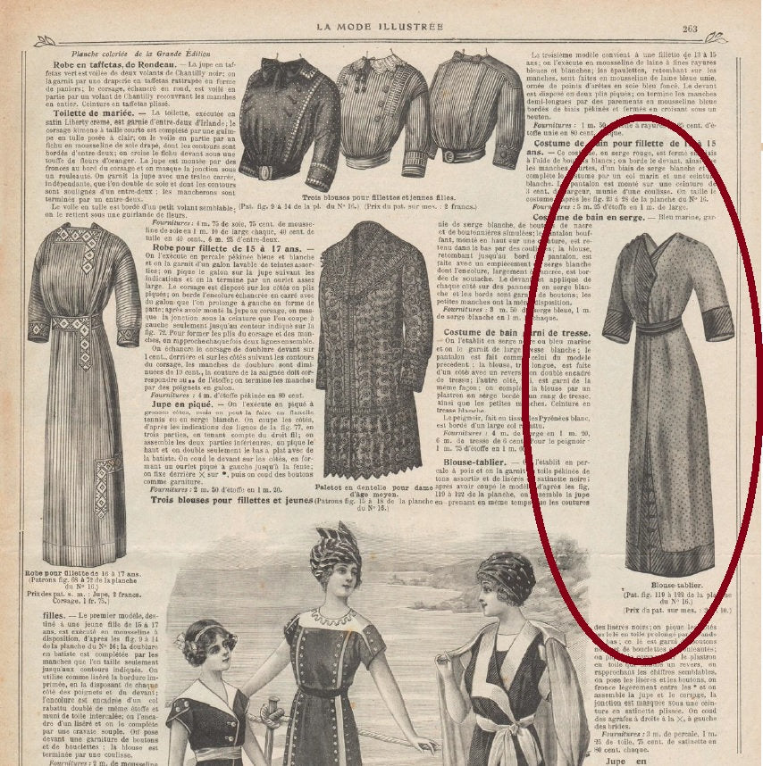 1912 Ladies House Dress - INSTANT DOWNLOAD - Over-Dress Wrapper - Reproduction Sewing Pattern #E4018 - 34 Inch Bust - PDF - Print At Home