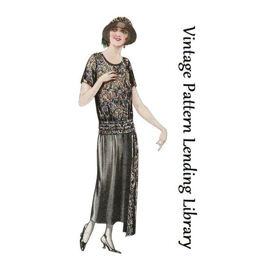 1920s Ladies Slip-On Dress With Pleated Girdle and Sash - Reproduction 1923 Sewing Pattern #Z1606 - 38 Inch Bust