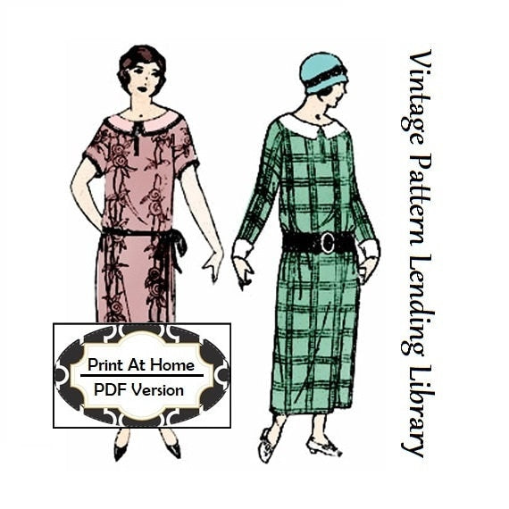 1920s Ladies One Piece Slip-On Dress - INSTANT DOWNLOAD - Reproduction 1925 Sewing Pattern #Z1929 - 36 Inch Bust - PDF - Print At Home