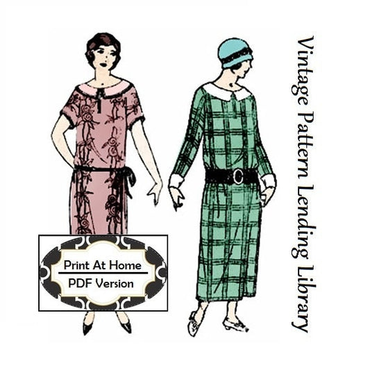 1920s Ladies One Piece Slip-On Dress - INSTANT DOWNLOAD - Reproduction 1925 Sewing Pattern #Z1929 - 36 Inch Bust - PDF - Print At Home