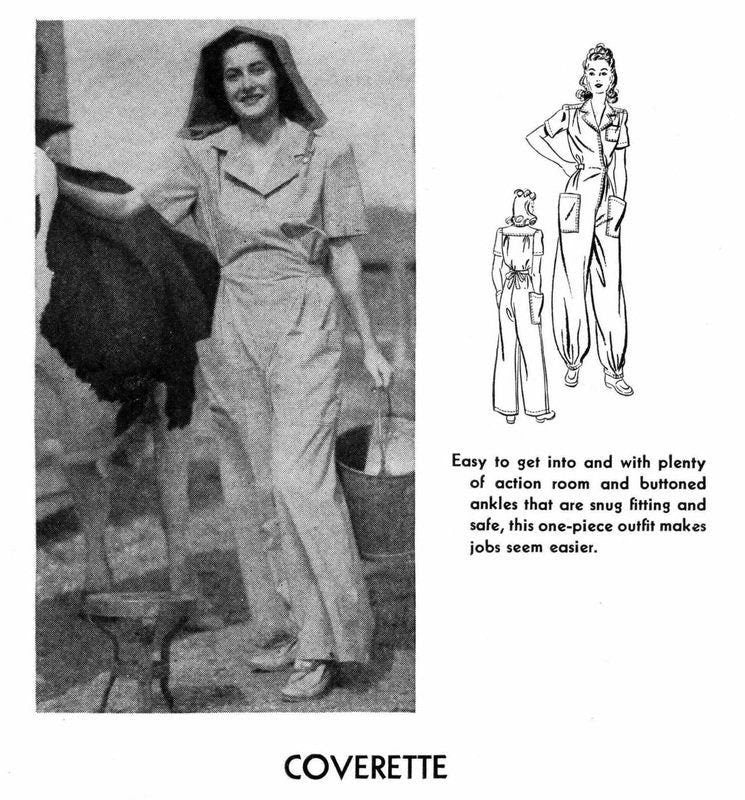 1940s Coverette Overalls WWII Rosie the Riveter - Bust 48"- 54" MULTISIZED Reproduction Vintage Pattern #2795-4854 (PDF - Print At Home)