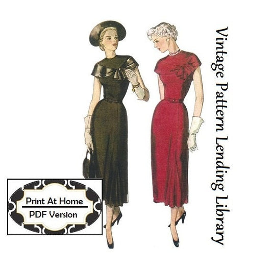 1940s Ladies Dress with Drape - INSTANT DOWNLOAD - Reproduction 1949 Sewing Pattern #F2924 - 36 Inch Bust - PDF - Print At Home