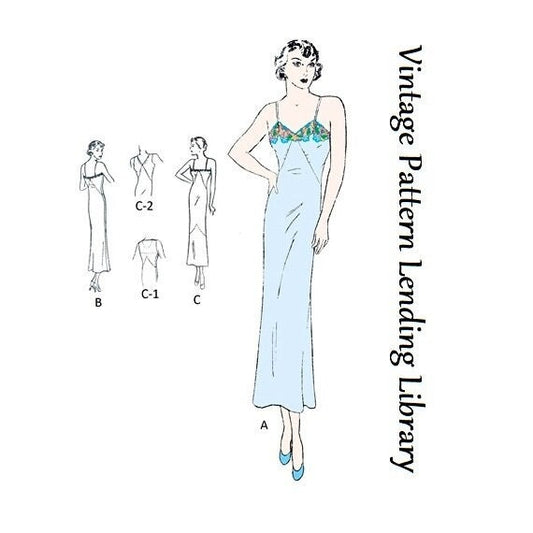 1930s Ladies Bias Slip with Optional Shadow Proof Front - Reproduction 1933 Sewing Pattern #T5308 - 34 Inch Bust