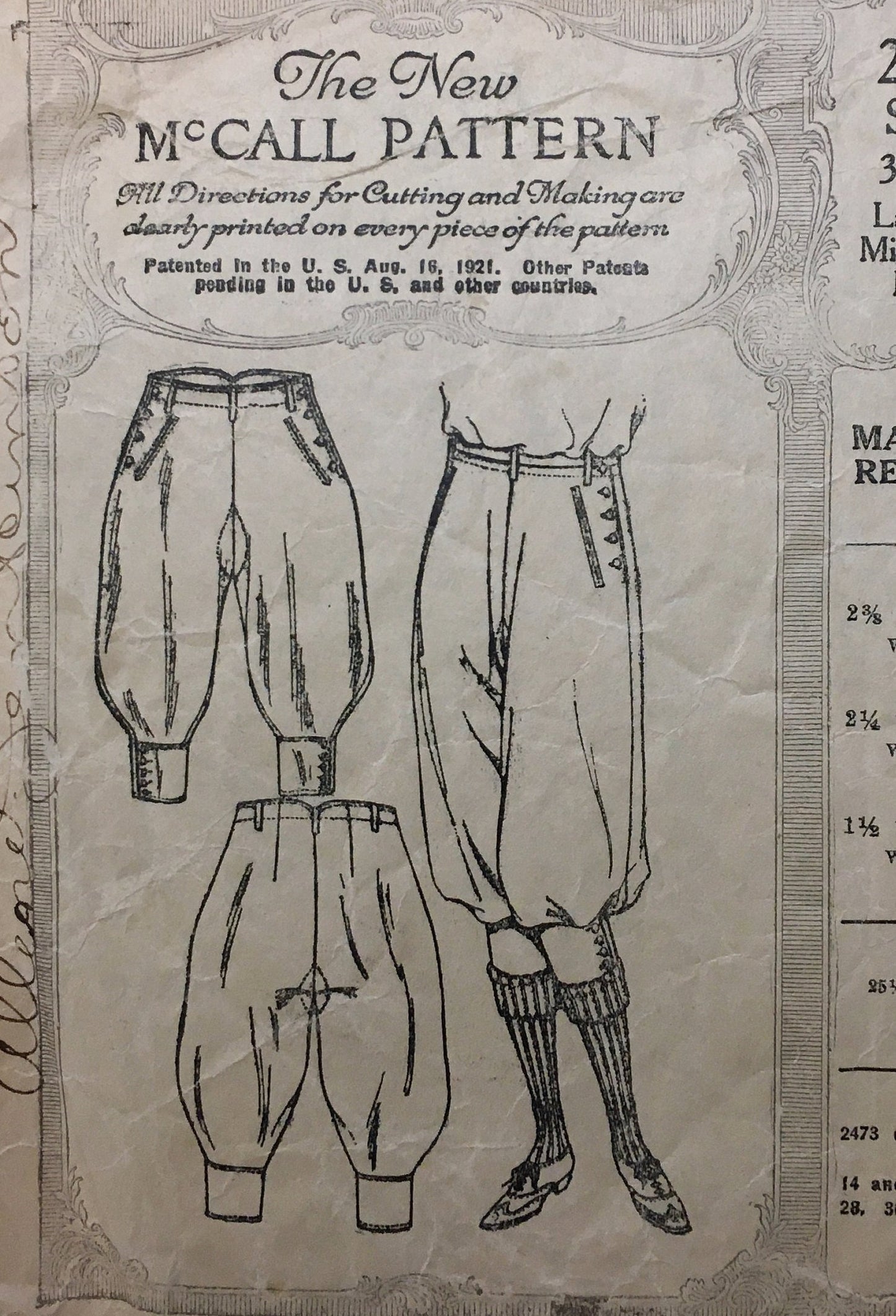 1920s Young Ladies Sports Knickers - INSTANT DOWNLOAD - 1922 Reproduction Sewing Pattern #Z2473 - 26 Inch Waist - PDF - Print At Home