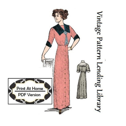 1912 Ladies Semi-Princess Dress - INSTANT DOWNLOAD - Reproduction Sewing Pattern #E7052 - 38 Inch Bust - PDF - Print At Home