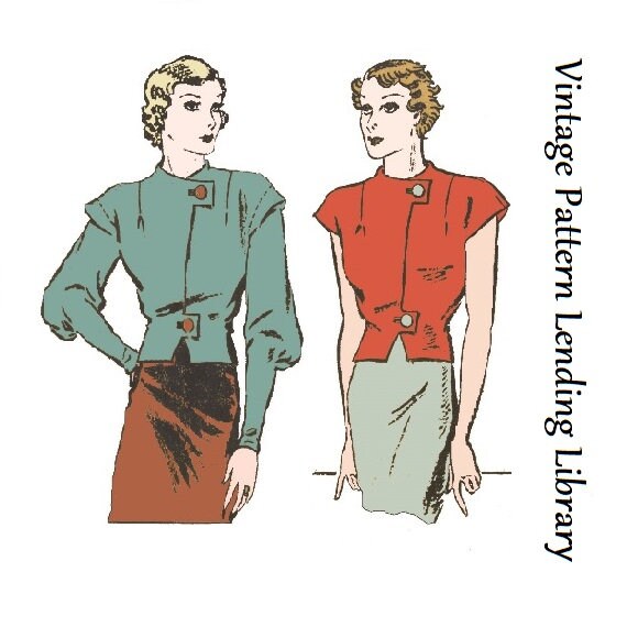 1930s Ladies Blouse With Front Tabs - Reproduction 1933 Sewing Pattern #T5151 - 34 Inch Bust