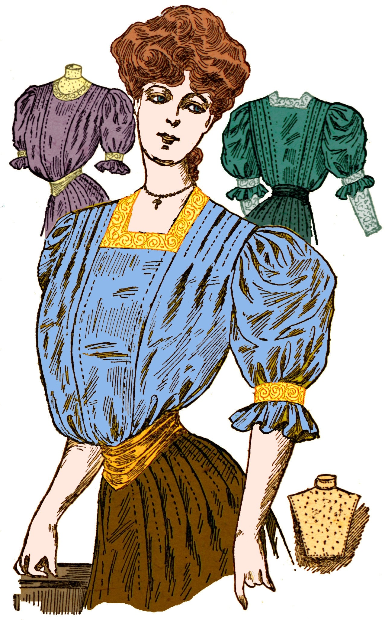 1890s Blouse With Separate Chemisette - INSTANT DOWNLOAD - Reproduction 1898 Sewing Pattern #E5113 - 36 Inch Bust - PDF - Print At Home