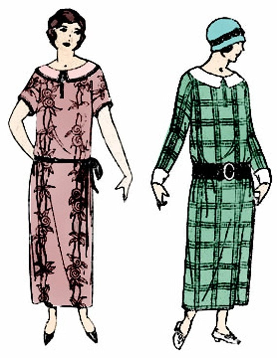 1920s Ladies One Piece Slip-On Dress - Reproduction 1925 Sewing Pattern #Z1929 - 36 Inch Bust