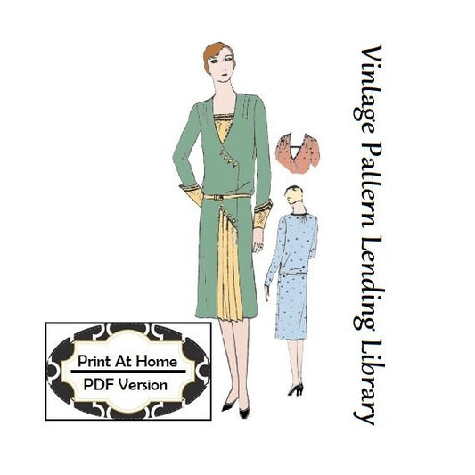 1920s Ladies Frock with Pleated Inset - INSTANT DOWNLOAD - Reproduction 1929 Sewing Pattern #Z2830 - 38 Inch Bust - PDF - Print At Home