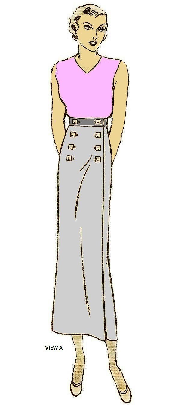 1930s Ladies 3-Piece Wrap Skirt With Camisole - Reproduction 1933 Sewing Pattern #T4908 - 28 Inch Waist