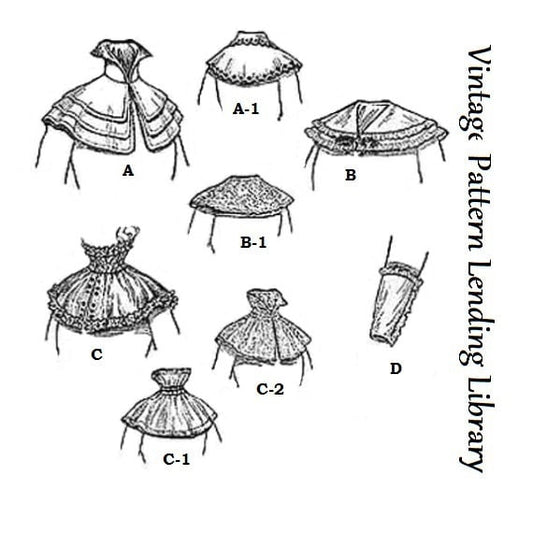 1890s Young Ladies Capelets, Collars and Cuff - Victorian Era - Reproduction (ca. 1894) Sewing Pattern #E8264 - Size ExSmall/Small