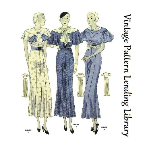 1930s Ladies Dress In Three Styles - Reproduction 1933 Sewing Pattern #T1232 - 32 Inch Bust