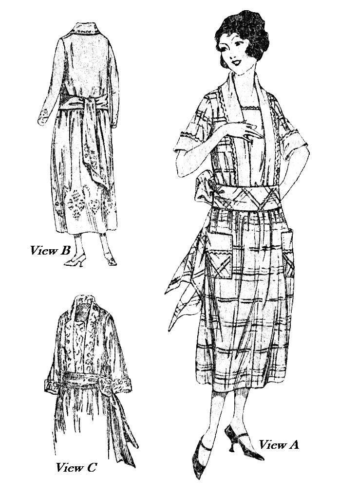 1920s Ladies Seaside Dress With Sash - Reproduction 1921 Sewing Pattern #Z3074 - 38 Inch Bust