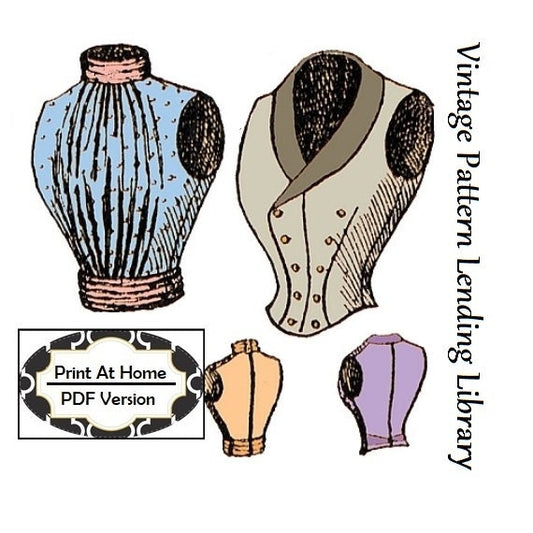 1890s Ladies Double Breasted & Full Vests - INSTANT DOWNLOAD - Reproduction 1897 Sewing Pattern #E0672 - 36 Inch Bust - PDF - Print at Home